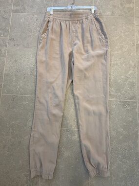 Casual Elastic-Waist Light Taupe Jogger Pants